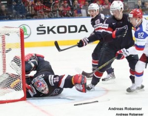 IIHF World Championship 2014  Danny DeKeyser #65 , Tim Thomas #30 , justin Abdelkader #89