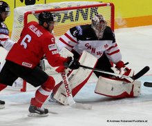 IIHF World Championship 2015 Preliminary Round SUI - CAN Timo Helbling #6, Mike Smith #41 © Andreas Robanser/Puckfans.at 