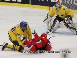 IIHF World Championship 20151/4  Finale SWE - RUS Daniel Rahimi #48, Vladimir Tarasenko 91,  Jhonas Enroth #1 © Andreas Robanser/Puckfans.at 