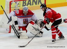 IIHF World Championship 2015 1/2 Finale CAN - CZE Ondrej Pavelec #31, Jordan Eberle #14 © Andreas Robanser/Puckfans.at