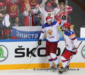 IIHF World Championship 2015 1/2 Finale USA - RUS Yevgeni Malkin #11, Alexander Ovechkin #8 © Andreas Robanser/Puckfans.at