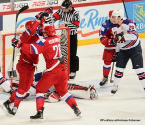 IIHF World Junior Championship 2016 Finland/Helsinki, Hartwall Arena Semifinal RUS - USA Yegor Korshkov #26, Will Borgen #20 ©Puckfans.at/Andreas Robanser