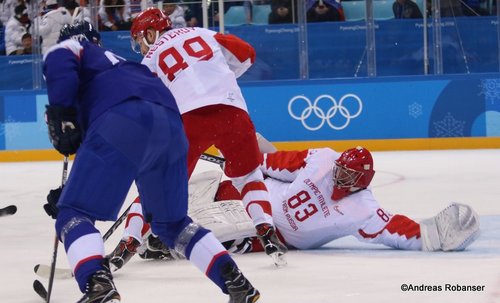 Olympic Winter Games Pyeongchang 2018SVK - OA RUSMarcel Hascak #87, Nikita Nesterov #89, Vasili Koshechkin #83Gangneung Hockey Centre©Andreas Robanser
