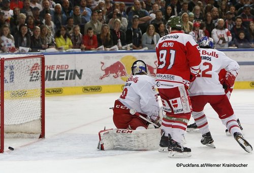 EC Red Bull Salzburg - HC Bozen Bernhard Starkbaum #29, Mike Halmo #91, Layne Viveiros #42 ©Puckfans.at/Werner Krainbucher