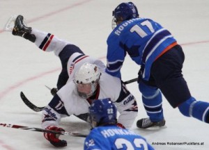IIHF U18 World Championship 2014 Finland  USA-FIN Jack Eichel #11, Jere Rouhiainen #11