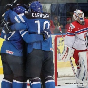 IIHF World Championship 2014  Jere Karalahti #10, Alexander Salak #53