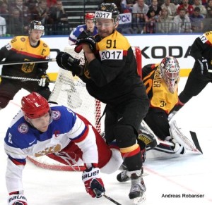 IIHF World Championship 2014  Frank Hördler #48 , Alexander Ovechkin #8 , Moritz Müller #91 , Philipp Grubauer #30