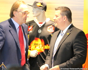 Vienna Capitals Präsident Hans Schmid, Head Coach Tom Pokel © Andreas Robanser/Puckfans.at