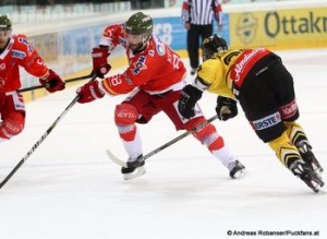 Vienna Capitals - HCB Südtirol EBEL Saison 2014 / 2015  Justin Keller  #88, Sven Klimbacher #29, Paul Zanette  #9