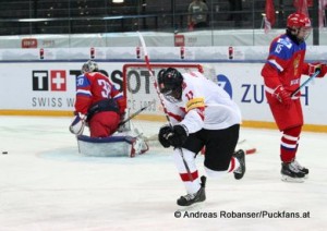 IIHF U18 World Championship  , 1/4 Final RUS - SUI Ilya Samsonov #30, German Rubtsov #15, Auguste Impose #11, © Andreas Robanser/Puckfans.at 