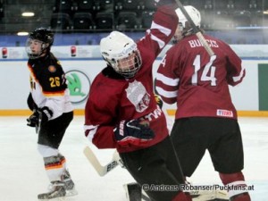 IIHF U18 World Championship ,  Relegation Game 1LAT - GER Simon Schütz #26, Filips Gundars Buncis #14 © Andreas Robanser/Puckfans.at 