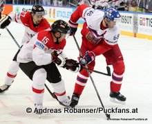 IIHF World Championship 2015 Preliminary Round CZE - AUT Manuel Latusa #15, Jaromír Jágr #68 © Andreas Robanser/Puckfans.at