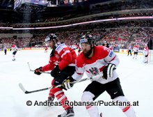 IIHF World Championship 2015 Preliminary Round CAN - AUT Claude Giroux #28, Martin Schumnig #28 © Andreas Robanser/Puckfans.at