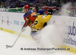 IIHF World Championship 2015 1/4 Finale SWE - RUS Daniel Rahimi #48, Sergei Mozyakin #10 © Andreas Robanser/Puckfans.at