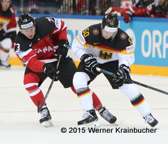 IIHF World Championship 2015 Preliminary Round CAN - GER Tyler TOFFOLI (CAN); Patrick HAGER (GER) ⒸWerner Krainbucher/Puckfans.at 