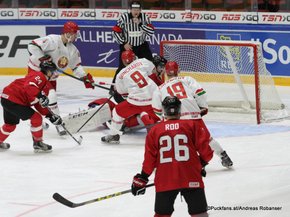 IIHF World Junior Championship 2016 Finland/Helsinki, Helsingin Jäähalli Relegation Game 2 BLR - SUI Pius Suter #24, Stepan Falkovsky #4, Vladislav Goncharov #9, Artemi Chernikov #19, Noah Rod #26 ©Puckfans.at/Andreas Robanser