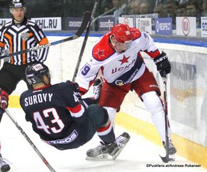 KHL West Conference 1/4 Final Game 3 Slovan Bratislava - CSKA Moskau Tomas Surovy #43, Jan Mursak #39 ©Puckfans.at/Andreas Robanser