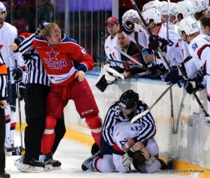 KHL West Conference 1/4Finals Game 2 CSKA Moskau - Slovan Bratislava  Grigori Panin #57, Pavol Skalický #28 ©Alexandre Pouliot-Roberge