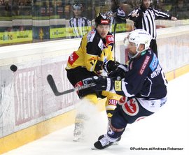 EBEL 1/4 Finale Game 3:  Vienna Capitals - EC VSV Patrick Peter #14, Gerhard Unterluggauer #6 ©Puckfans.at/Andreas Robanser