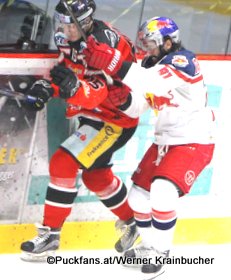 EBEL Final, Game 6 HC Orli Znojmo - HC Red Bull Salzburg Antonin Boruta #15, Dominique Heinrich #91 ©Puckfans.at/Werner Krainbucher