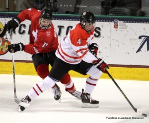 2016 IIHF U18 World Championship 1/4 Final CAN - SUI Dominik Volejnicek #11, Dante Fabbro #4 Ralph Engelstad Arena, Grand Forks ©Puckfans.at/Andreas Robanser