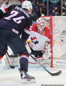 2016 IIHF World Championship Russia, VTB Ice Palace, Moscow Semifinal CAN - USA Hudson Fasching #24, Cam Talbot #33 ©Puckfans.at/Andreas Robanser