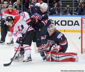 2016 IIHF World Championship Russia, VTB Ice Palace, Moscow Semifinal CAN - USA Taylor Hall #4, Brendan Gallagher #11, Connor Murphy #5, Keith Kinkaid #1 ©Puckfans.at/Andreas Robanser