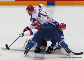 2016 IIHF World Championship Russia, Ice Palace, Moscow  KAZ - RUS Anton Belov #77, Sergei Kalinin #40 ©Puckfans.at/Andreas Robanser