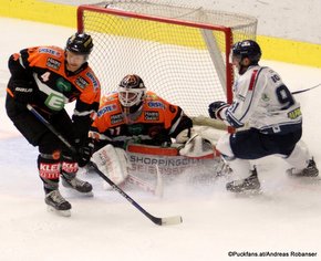 Graz 99ers - Fehervar AV19 Brendon Nash #4, Sebastian Dahm #31, Christopher Bodo #91 ©Puckfans.at/Andreas Robanser