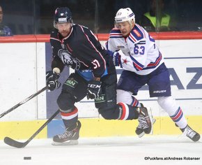 Medvescak Zagreb - SKA St.Petersburg Goran Bezina #57, Yevgeni Dadonov #63 Dom Sportova ©Puckfans.at/Andreas Robanser