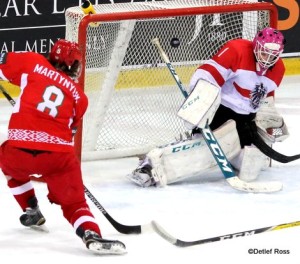 IIHF U20 World Championship 2017 Div IA Vladislav Martynyuk #8, Dominic Divis #1 ©Detlef Ross