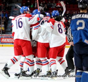 IIHF World Juniors Championship 2017 CZE - FIN Torjubel Team Tschechien Bell Center, Montreal ©Puckfans.at/Andreas Robanser      