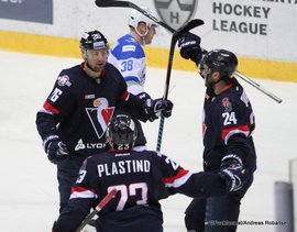 Slovan Bratislava - Barys Astana Igor Musatov #26, Nick Plastino #23, Kyle Chipchura #24 Ondrej Nepela Arena ©Puckfans.at/Andreas Robanser