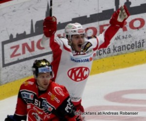 EBEL Playoffs: 1/4Final Game 2 HC Orli Znojmo - EC KAC Jan Seda #51, Manuel Geier #21 ©Puckfans.at/Andreas Robanser