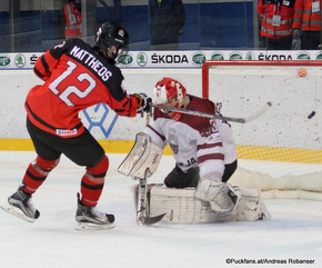 IIHF U18 World Championship 2017 LAT - CAN Stelio Mattheos #12, Niklavs Rauza #30 ZS Poprad, Slovakia ©Puckfans.at/Andreas Robanser