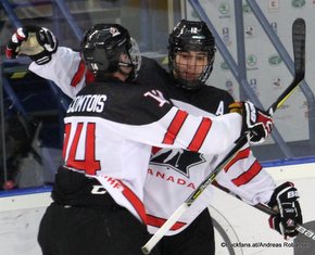 IIHF U18 World Championship 2017 CAN - SVK Maxime Comtois #14, Stelio Mattheos #12 ZS Poprad, Slovakia ©Puckfans.at/Andreas Robanser