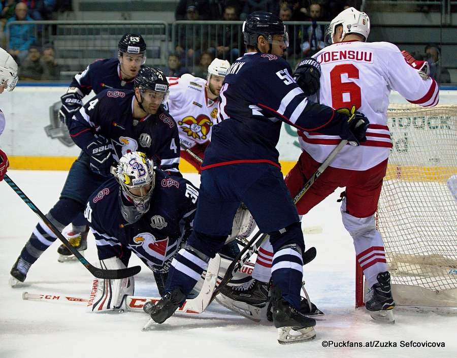 HC Slovan Bratislava - Jokerit Helsinki Tomas Voracek #4, Jakub Stepanek #30, Ivan Svarny #51, Jounsuu #6 ©Puckfans.at/Zuzka Sefcovicova