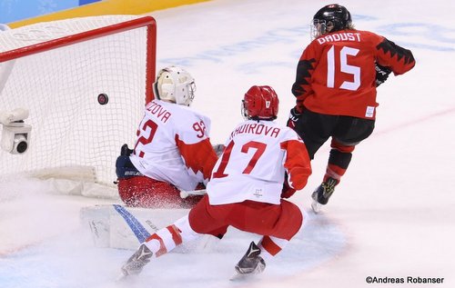 Olympic Winter Games Pyeongchang 2018 Women: CAN - RUS Nadezha Morozova #92, Fanuza Kadirova #17, Mélodie Daoust #15 Kwandong Hockey Centre ©Andreas Robanser 