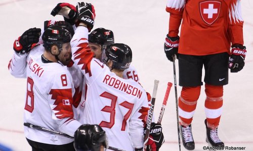 Olympic Winter Games Pyeongchang 2018 Men: SUI - CAN Wojtek Wolski #8, Mat Robinson #37 Kwandong Hockey Centre ©Andreas Robanser