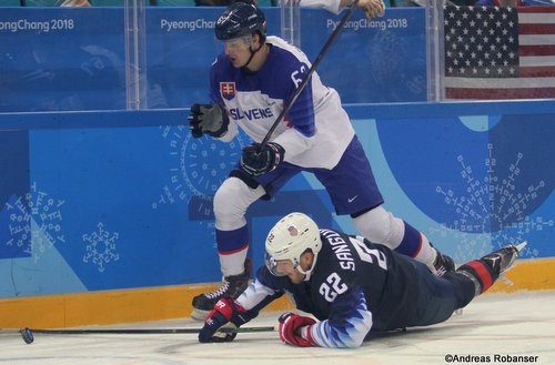 Olympic Winter Games Pyeongchang 2018 Men: USA - SVK Matej Paulovic #67, Bobby Sanguinetti #22 Gangneung Hockey Centre ©Andreas Robanser