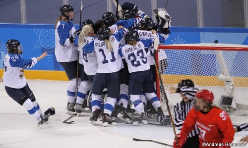 Olympic Winter Games Pyeongchang 2018 Women's Bronze Medal Game FIN - RUS Finnischer Jubel, Anna Shokhina #97 Kwandong Hockey Centre ©Andreas Robanser