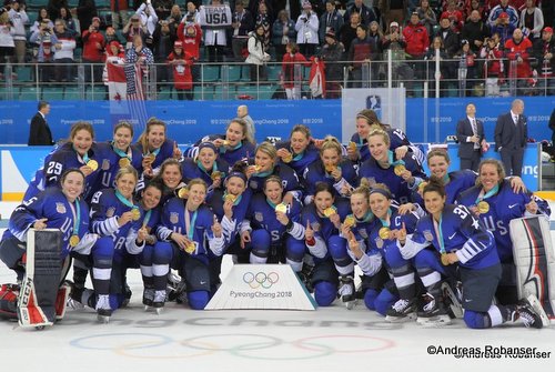 Olympic Winter Games Pyeongchang 2018 Women's Gold Medal Game Team USA Jubel Gangneung Hockey Centre ©Andreas Robanser