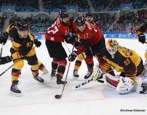 Olympic Winter Games Pyeongchang 2018 Men's Play-offs Semifinals CAN - GER Moritz Müller  #91, Eric O'Dell  #22, René Bourque  #22, René Bourque #17, Danny aus den Birken #33 Gangneung Hockey Centre ©Andreas Robanser