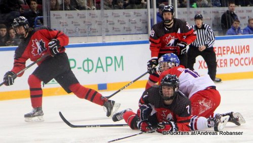 IIHF U18 World Championship Quarterfinal CAN - CZE Ryan Merkley #7, Arena Metallurg, Magnitogorsk ©Puckfans.at/Andreas Robanser
