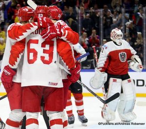 IIHF World Championship AUT - RUS Yevgeni Dadonov #63, David Madlener #31 Royal Arena, Copenhagen ©Puckfans.at/Andreas Robanser