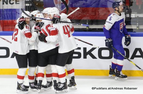 IIHF World Championship SVK - SUI Tristan Scherwey #60, Gaëtan Haas #92, Noah Rod #46, Mirco Müller #41, Lukas Cingel #6 Royal Arena, Copenhagen ©Puckfans.at/Andreas Robanser