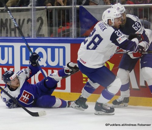 IIHF World Championship SVK - FRA Michal Kristof #19, Damien Raux #28 Royal Arena, Copenhagen ©Puckfans.at/Andreas Robanser