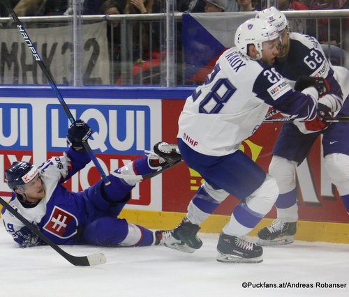 IIHF World Championship  SVK - FRA Michal Kristof  #19, Damien Raux  #28 Royal Arena, Copenhagen ©Puckfans.at/Andreas Robanser