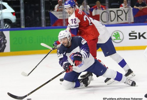 IIHF World Championship FRA - CZE Valentin Claireaux #12, Filip Chytil #72 Royal Arena, Copenhagen ©Puckfans.at/Andreas Robanser