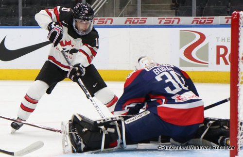 Hlinka Gretzky Cup 2018, SVK - CANJamieson Rees #10, David Borak #30Rogers Place, Edmonton©Puckfans.at/Andreas Robanser